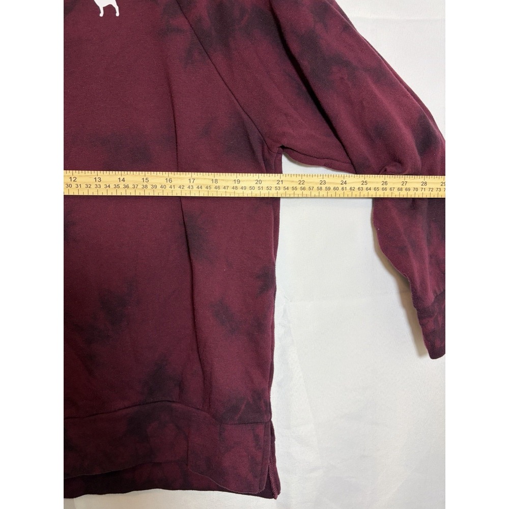 Victoria's Secret PINK Sweatshirt Red Tie Dye Raw Cut Dog Graphic Size Medium - Picture 8 of 10